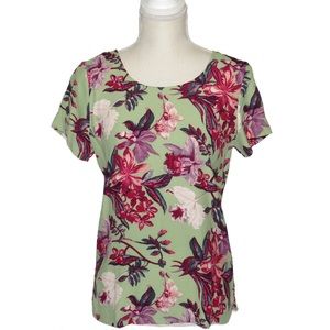 & Other Stories Tropical Print 100% Viscose Short Sleeve Top Size 6